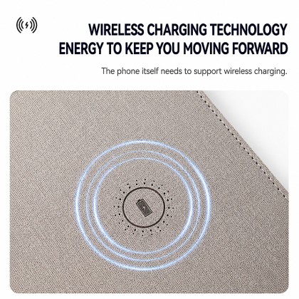 Executive 15W Wireless Charging Mouse Pad with Built-in Phone Stand & Organizer