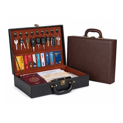 Executive PU Leather Document Storage Box & Organizer Briefcase