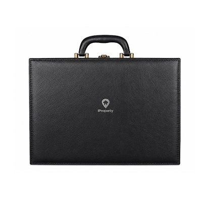 Executive PU Leather Document Storage Box & Organizer Briefcase