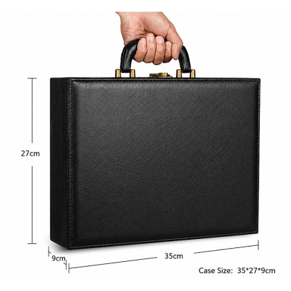 Executive PU Leather Document Storage Box & Organizer Briefcase