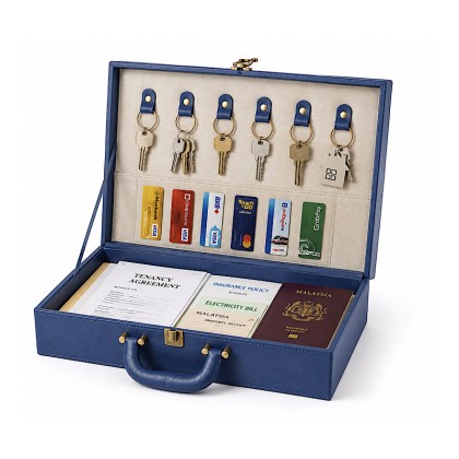 Executive PU Leather Document Storage Box & Organizer Briefcase