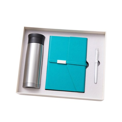 Executive 3-Piece Gift Set: 450ml SUS 304 Thermos, Tri-Fold Notebook & Metal Pen