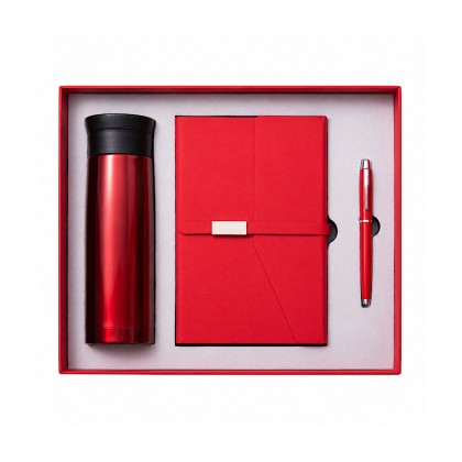 Executive 3-Piece Gift Set: 450ml SUS 304 Thermos, Tri-Fold Notebook & Metal Pen
