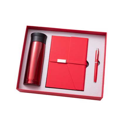 Executive 3-Piece Gift Set: 450ml SUS 304 Thermos, Tri-Fold Notebook & Metal Pen