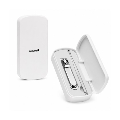 Premium 2-Piece Stainless Steel Nail Clipper and Earpick Set in Custom White Case