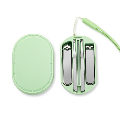 Premium 5-Piece Stainless Steel Manicure Set in Compact Lanyard Travel Case