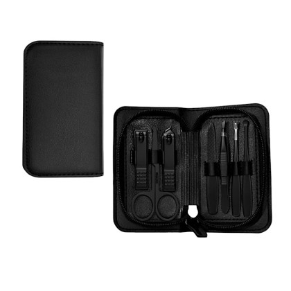 Premium 7-Piece Stainless Steel Manicure Kit in Custom PU Leather Travel Case