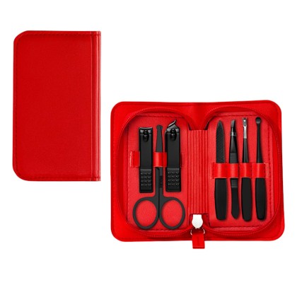 Premium 7-Piece Stainless Steel Manicure Kit in Custom PU Leather Travel Case