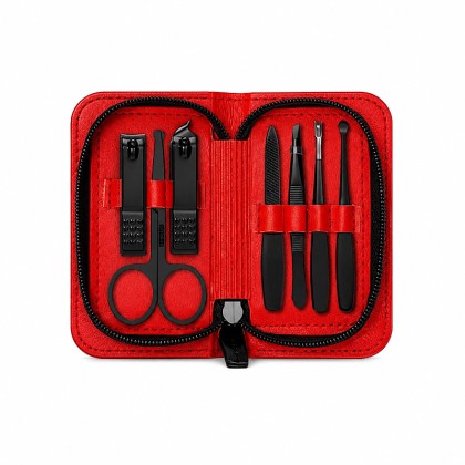 Premium 7-Piece Stainless Steel Manicure Kit in Custom PU Leather Travel Case