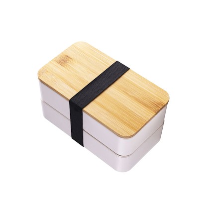 Eco-Chic Commuter Set: 1200ml Dual-Tier Bento Box with Natural Bamboo Lid & Thermal Bag