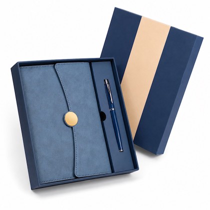 Classic Executive 2-Piece Set: Premium PU Leather Notebook & Metal Signature Pen