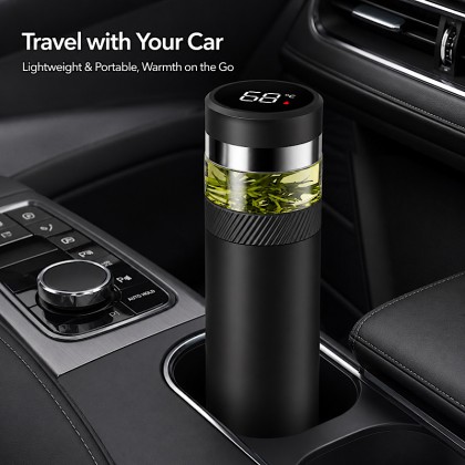 Executive Smart Tea Flask: 500ml 316 Stainless Steel Thermal Bottle with LED Display & Tea Separator