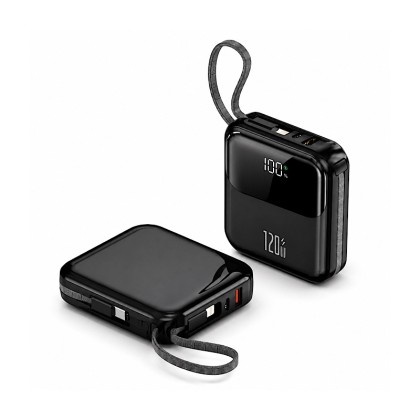 120W Super Fast Charge Power Bank with Built-in Cables