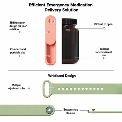 Wearable Wristband Emergency Pill Holder