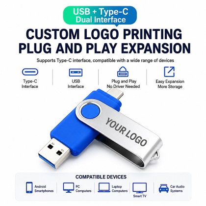 Dual-Port Swivel USB & Type-C Flash Drive