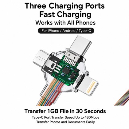 Premium 3-in-1 Retractable Fast Charging & Data Cable