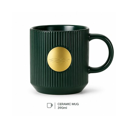 Premium Fluted Ceramic Mug with Gold Accent