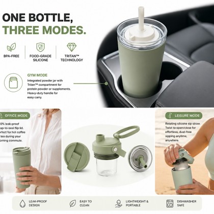 Premium 3-in-1 Stainless Steel Travel Tumbler Set