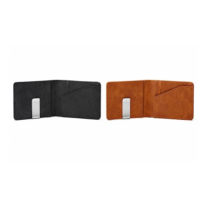 Minimalist PU Leather Money Clip Wallet