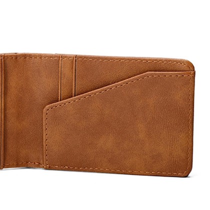 Minimalist PU Leather Money Clip Wallet