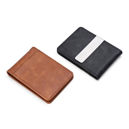 Minimalist PU Leather Money Clip Wallet