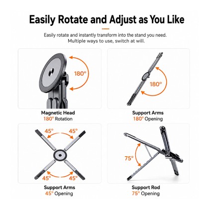 Premium 4-in-1 Foldable Magnetic Aluminum Stand