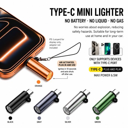 Premium Type-C Plug-in Flameless Mini Lighter