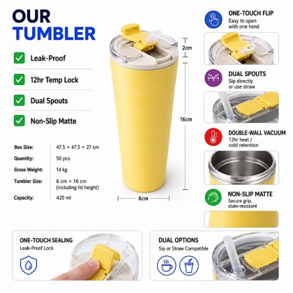 Premium 420ml Double-Wall Vacuum Tumbler