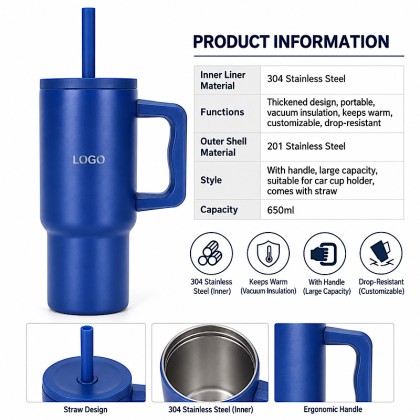 Premium 650ml Stainless Steel Car Tumbler