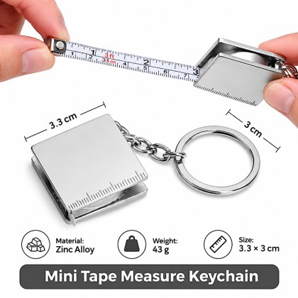 Compact 1.5M Metal Tape Measure Keychain