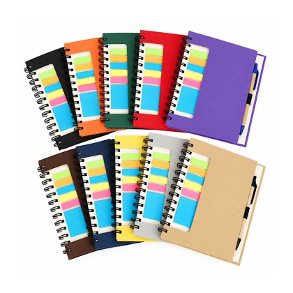 Multifunctional Spiral Notebook with Sticky Notes & Pen