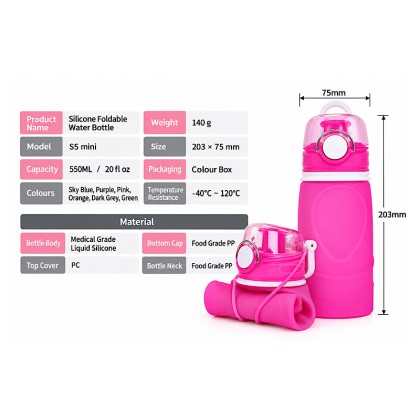 Collapsible Medical-Grade Silicone Water Bottle