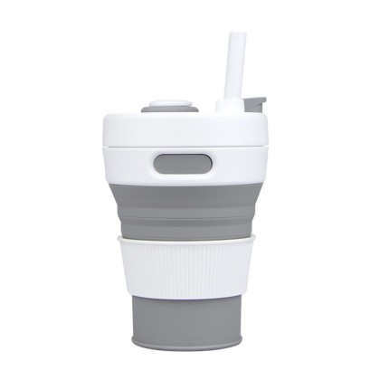 Collapsible Silicone Travel Cup with Straw