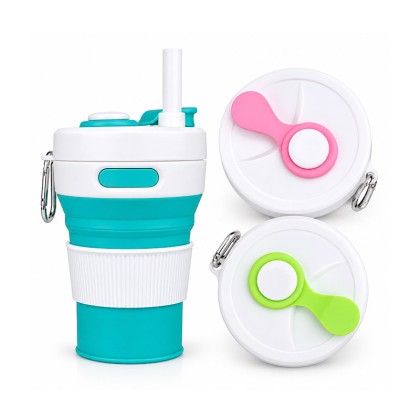 Collapsible Silicone Travel Cup with Straw