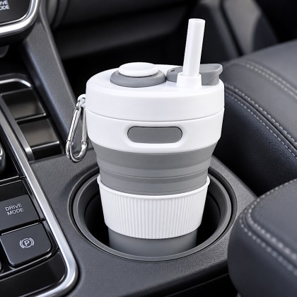 Collapsible Silicone Travel Cup with Straw