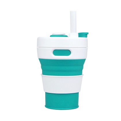 Collapsible Silicone Travel Cup with Straw